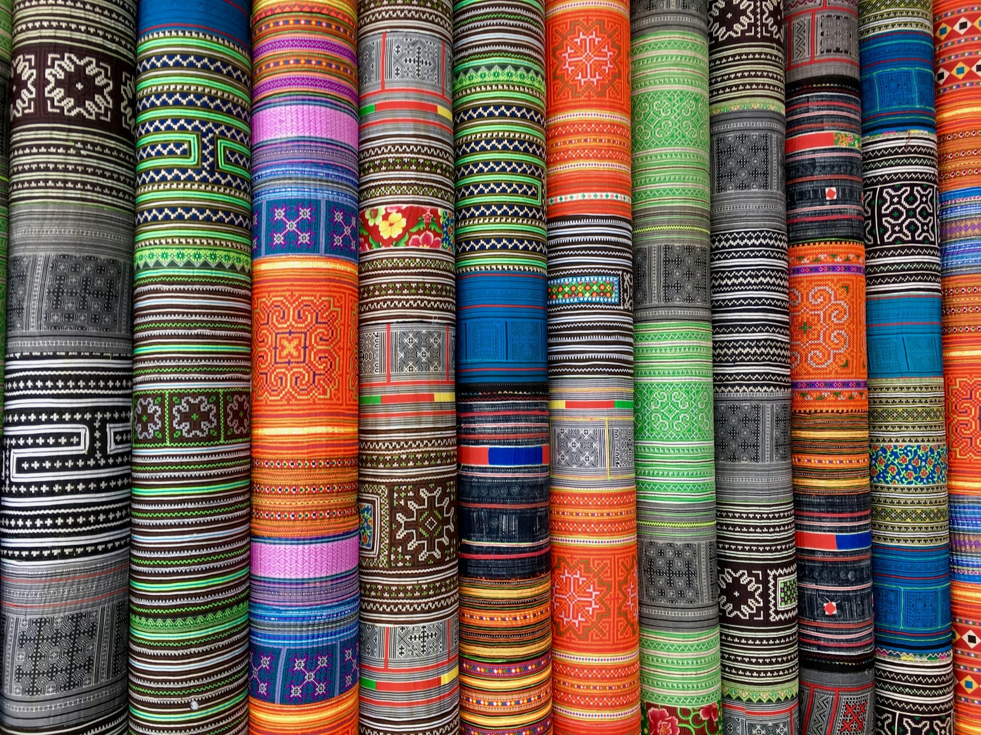 assorted-color rolled textile lot